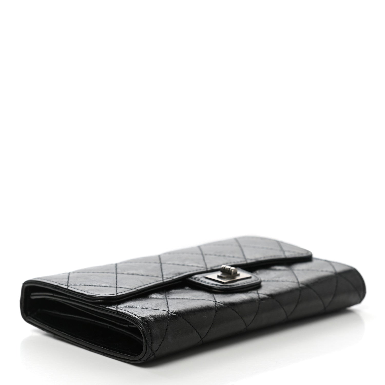 Chanel Glazed Calfskin Quilted Reissue Long Flap Wallet Black 4 of 10