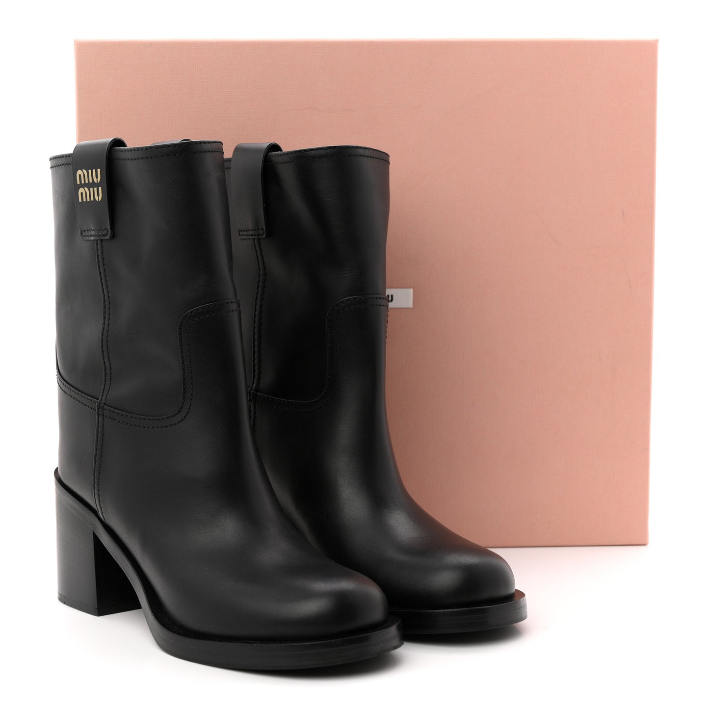 Calfskin Short Moto Boots 37 Black