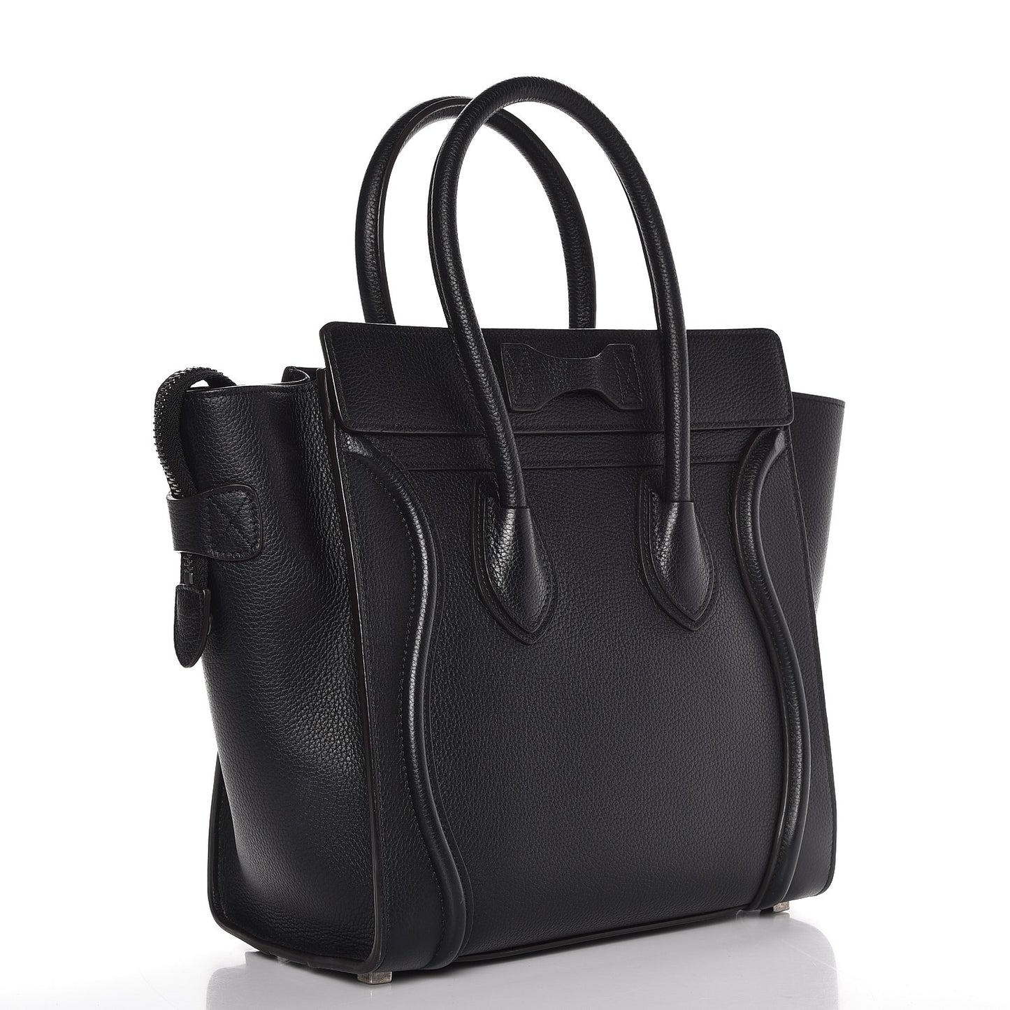 Drummed Calfskin Micro Luggage Black