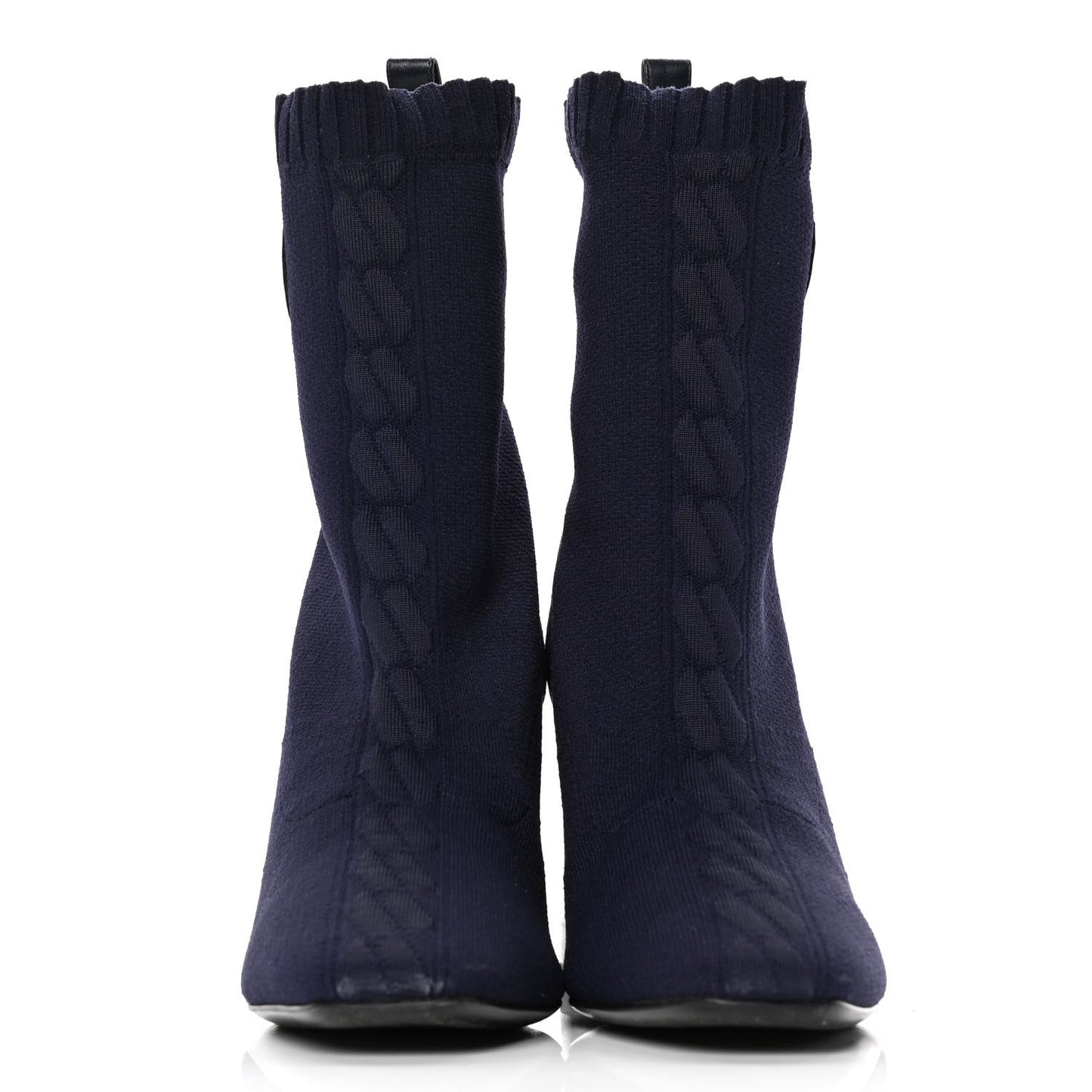 Knit Calfskin Volver Ankle Boots 40 Bleu Diplomatique