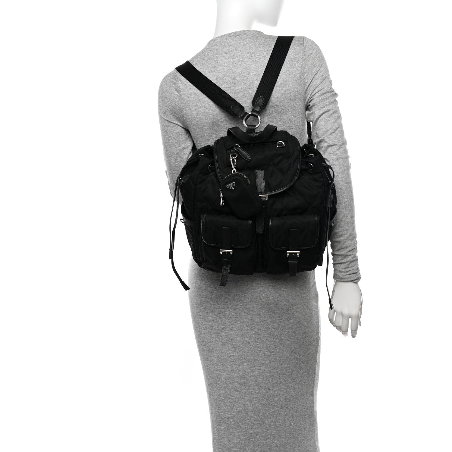 Prada Tessuto Nylon Saffiano Vela Quilted Backpack Black 2 of 16