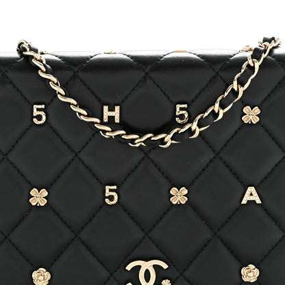 Chanel Lambskin Quilted All About Chanel Charm Wallet On Chain WOC Black 9 of 13