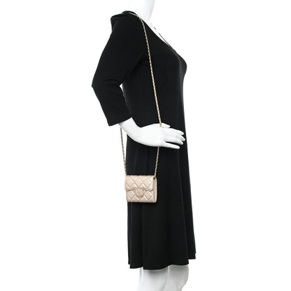 Chanel Metallic Lambskin Quilted Flap Card Holder On Chain Gold 2 of 9