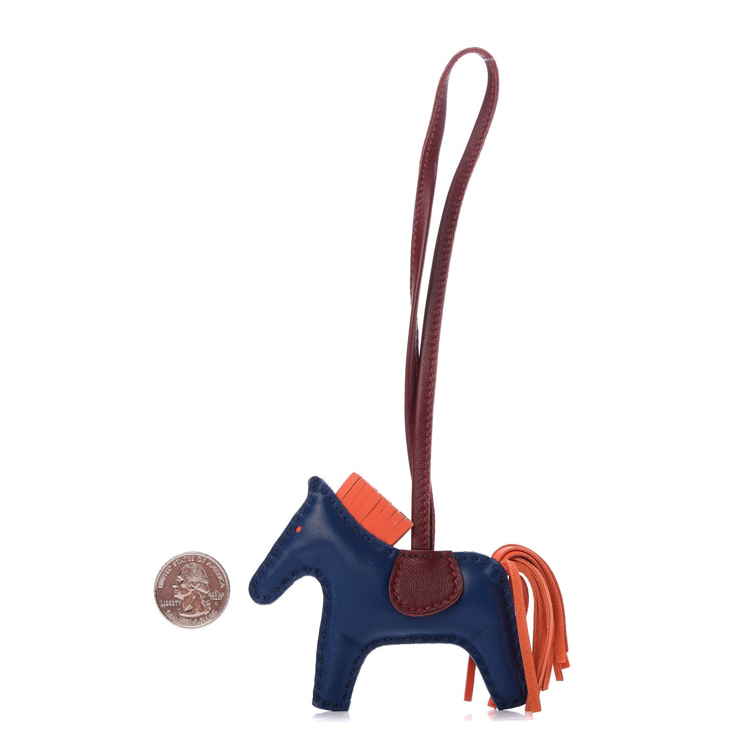 Hermes Milo Lambskin Grigri Rodeo Bag Charm PM Bleu De Malte Rouge H Orange Poppy 2 of 4