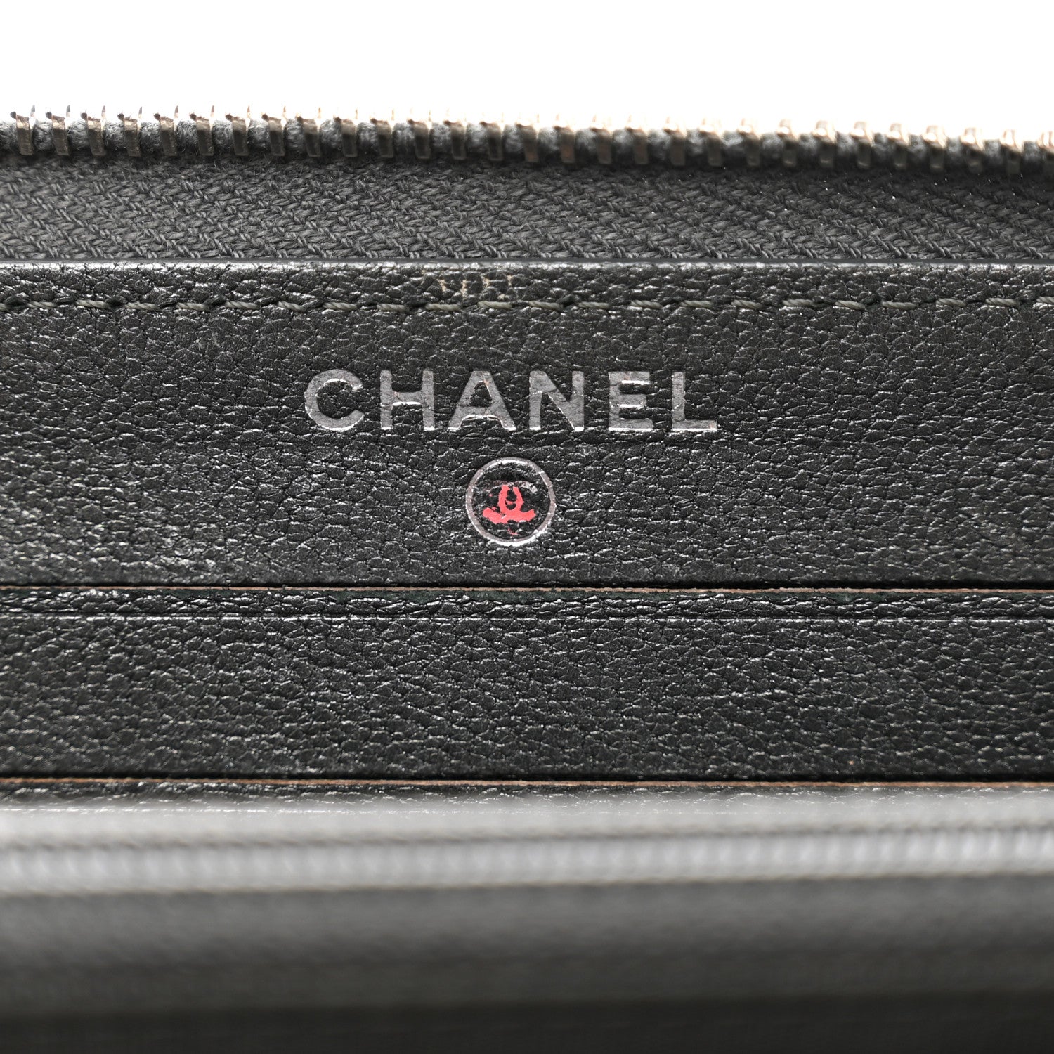 Chanel Sheepskin Chevron Quilted Mademoiselle Vintage Zip Around Wallet Grey 6 of 9
