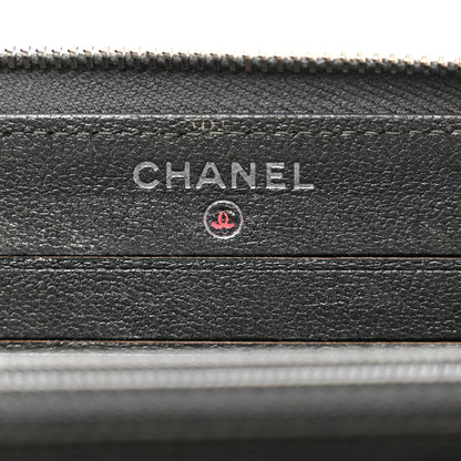 Chanel Sheepskin Chevron Quilted Mademoiselle Vintage Zip Around Wallet Grey 6 of 9
