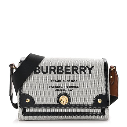 Burberry Canvas Horseferry Print Note Crossbody Bag Grey Black 1 of 10