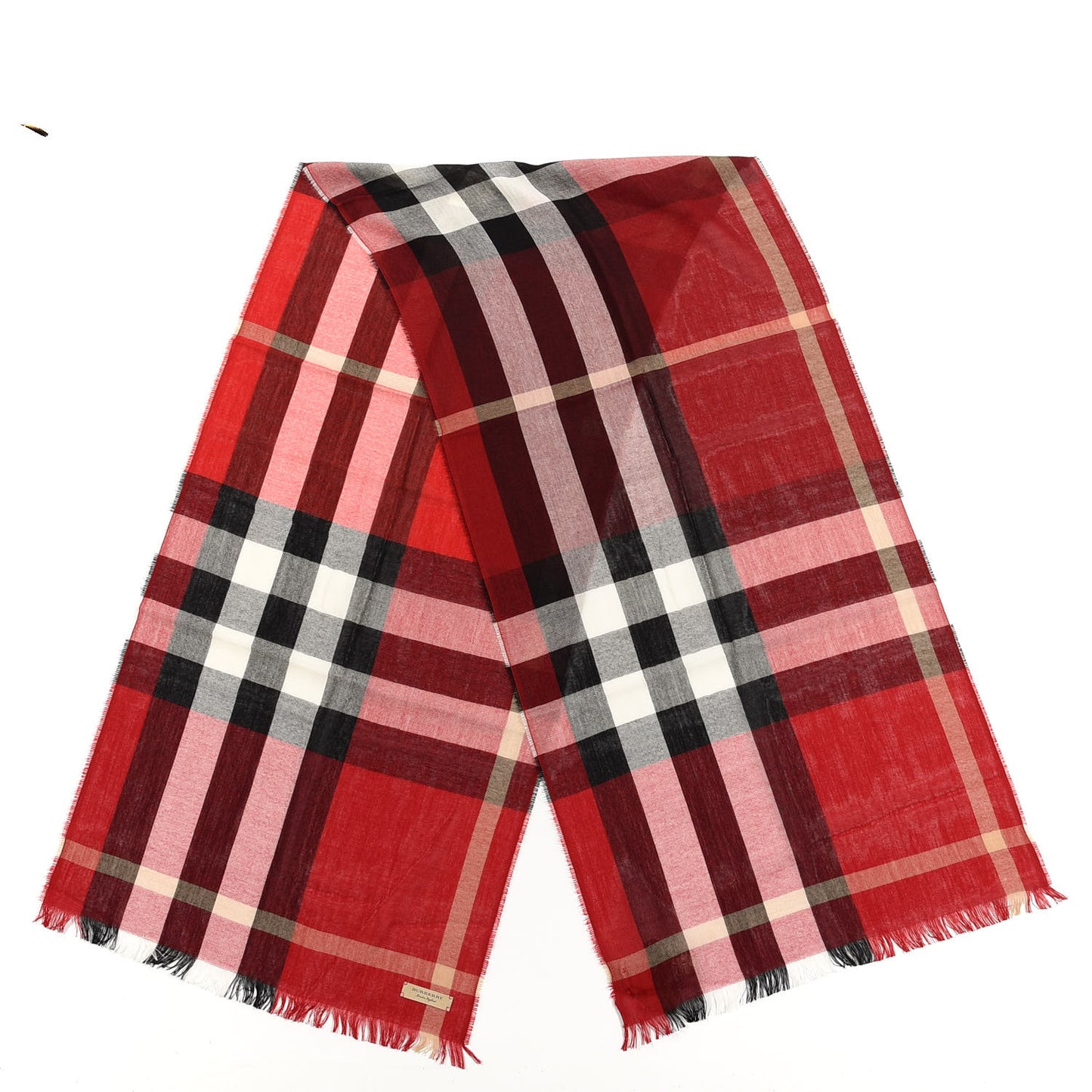 Wool Cashmere Tonal Check Lightweight Scarf Parade Red