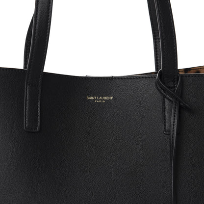 Saint Laurent Calfskin Large Leopard Print Shopping Tote Black 10 of 10
