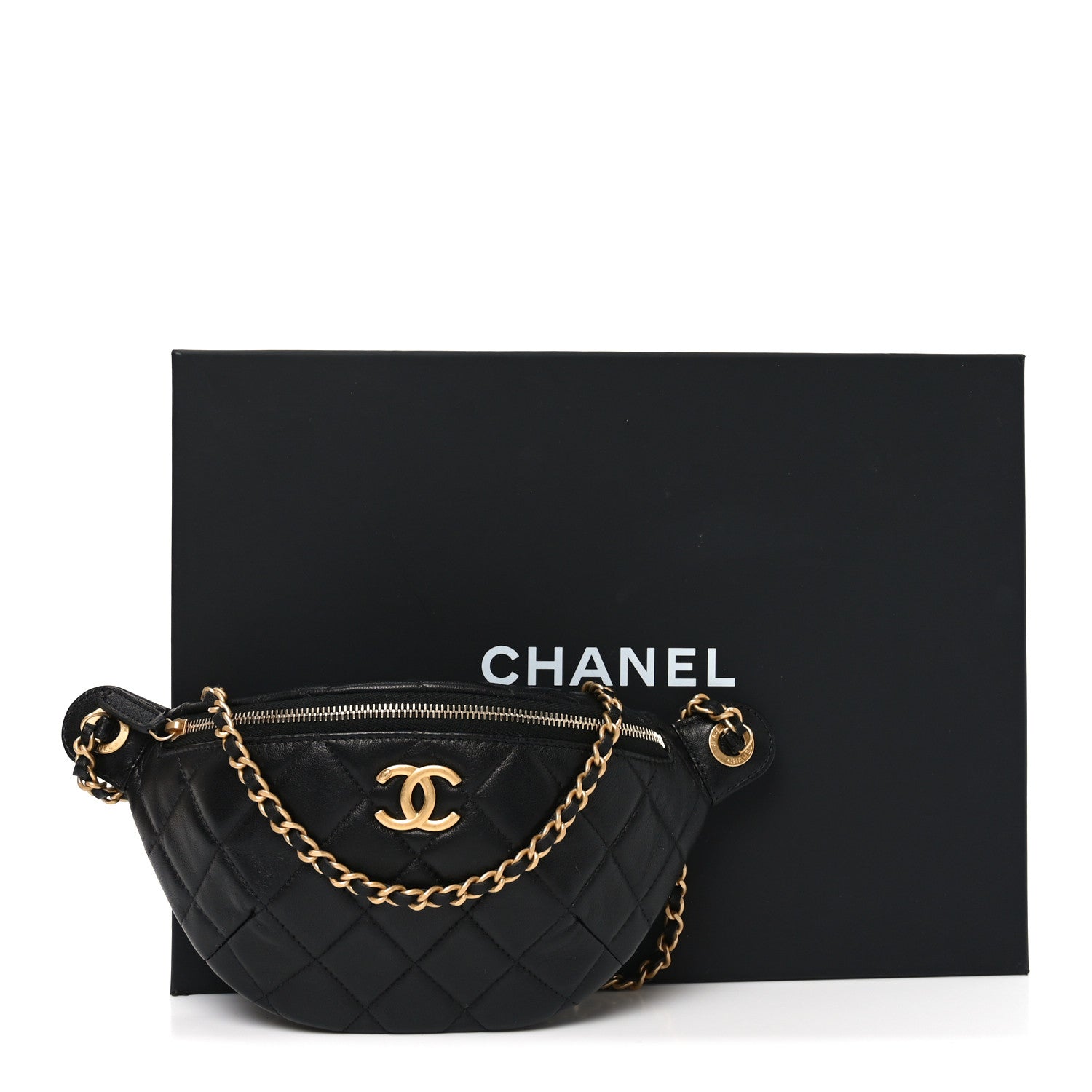 Chanel Shiny Lambskin Quilted CC Slide Waist Bag Fanny Pack Black 10 of 10