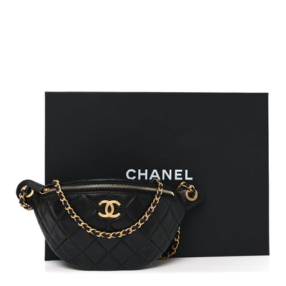 Chanel Shiny Lambskin Quilted CC Slide Waist Bag Fanny Pack Black 10 of 10
