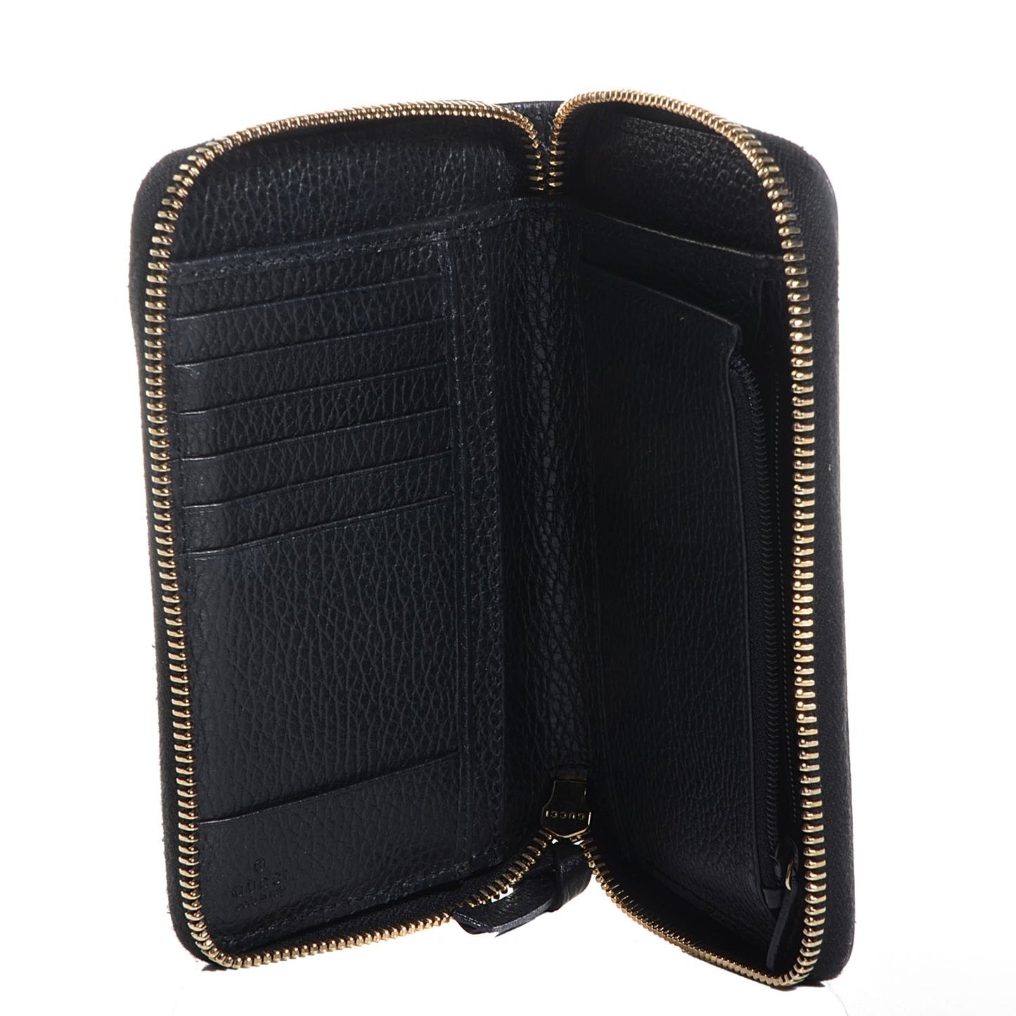 Dollar Calfskin Medium Swing Zip Around Wallet Black