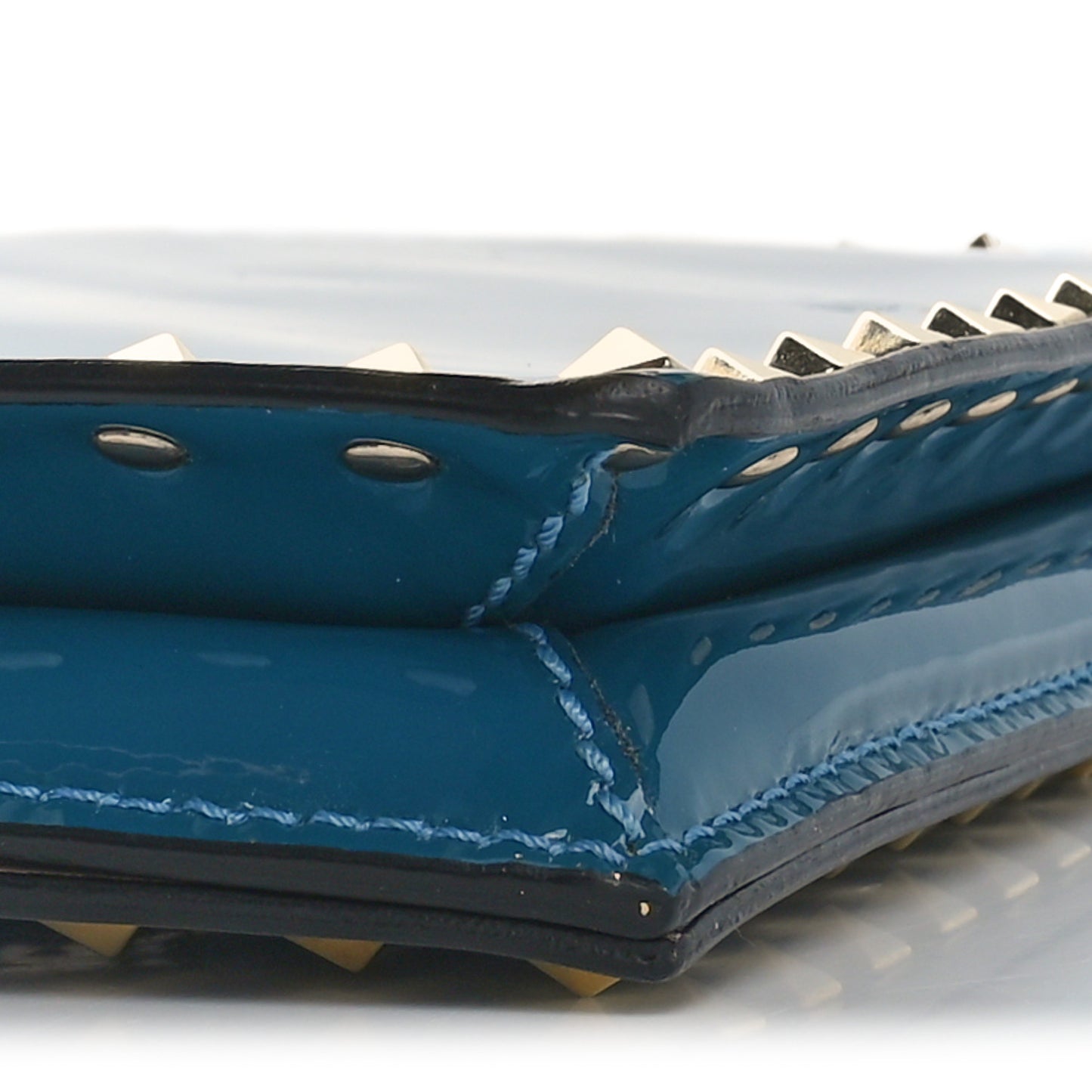 Patent Rockstud Wristlet Clutch Blue