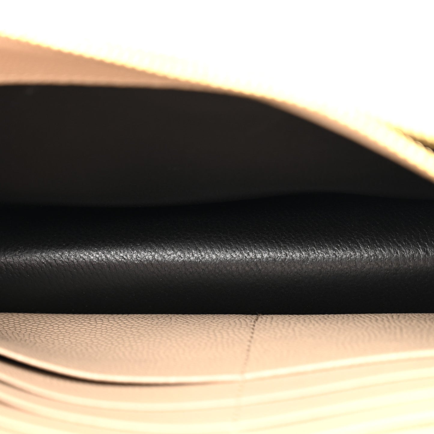 Grain De Poudre Matelasse Chevron Monogram Envelope Chain Wallet Dark Beige