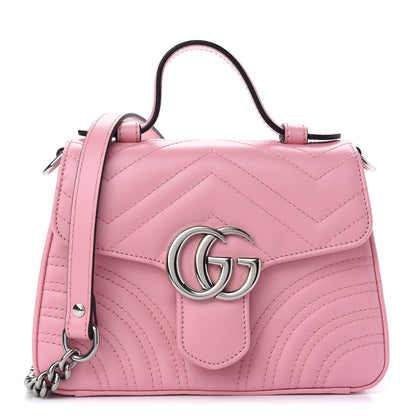 Gucci Calfskin Matelasse Mini GG Marmont Top Handle Shoulder Bag Wild Rose 1 of 9