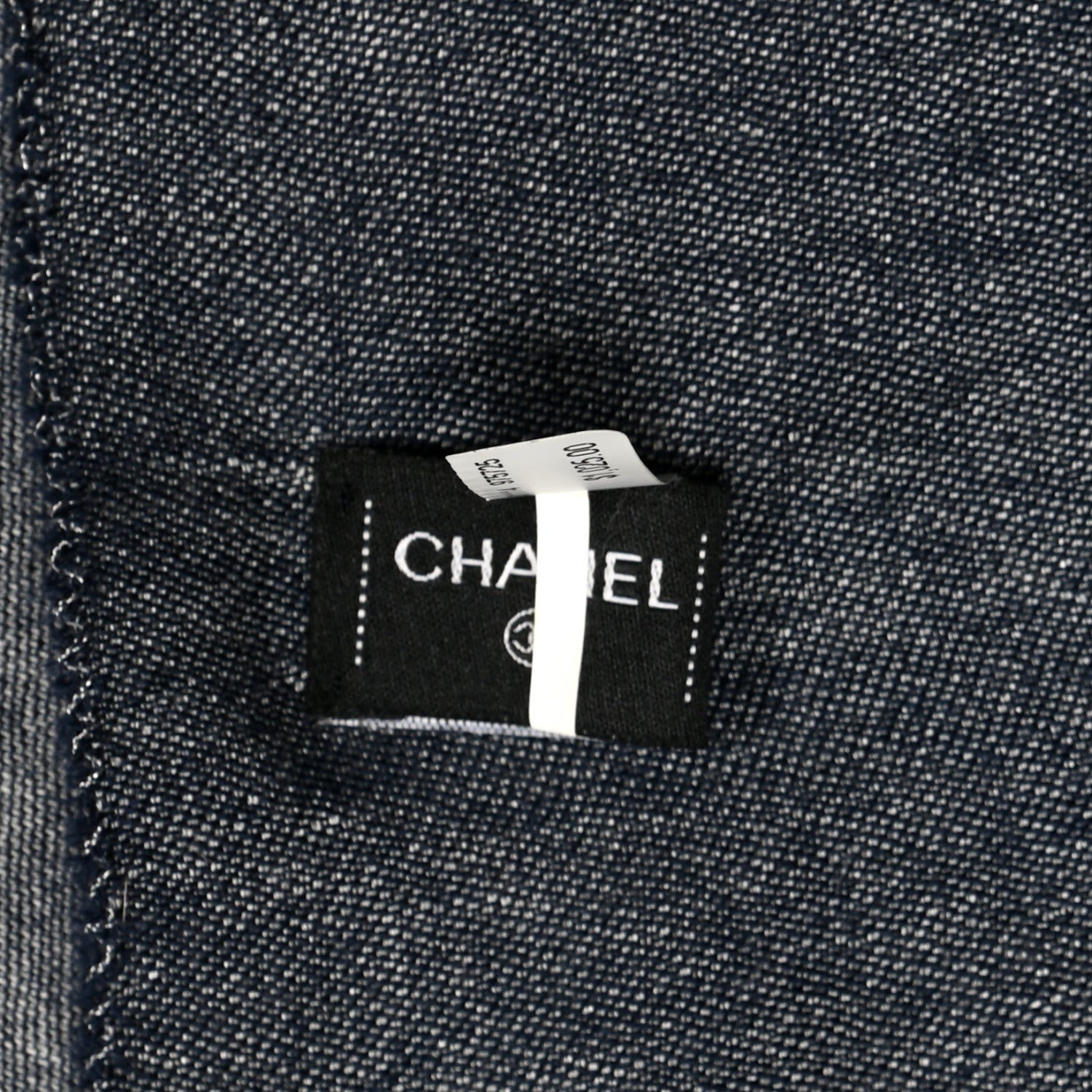 Chanel Cashmere CC Logo Stole Navy Grey 3 of 3