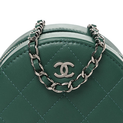 Chanel Lambskin Quilted Round Clutch With Chain Green 8 of 10