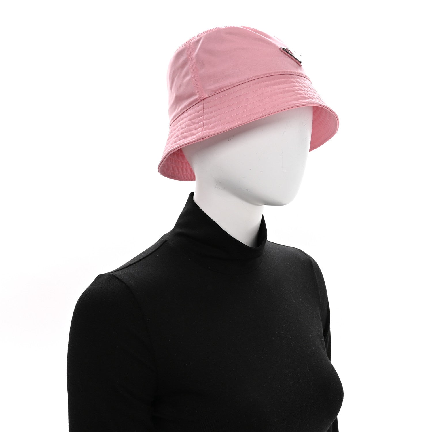 Prada Re-Nylon Metal Triangle Logo Womens Bucket Hat M Rosa 4 of 18