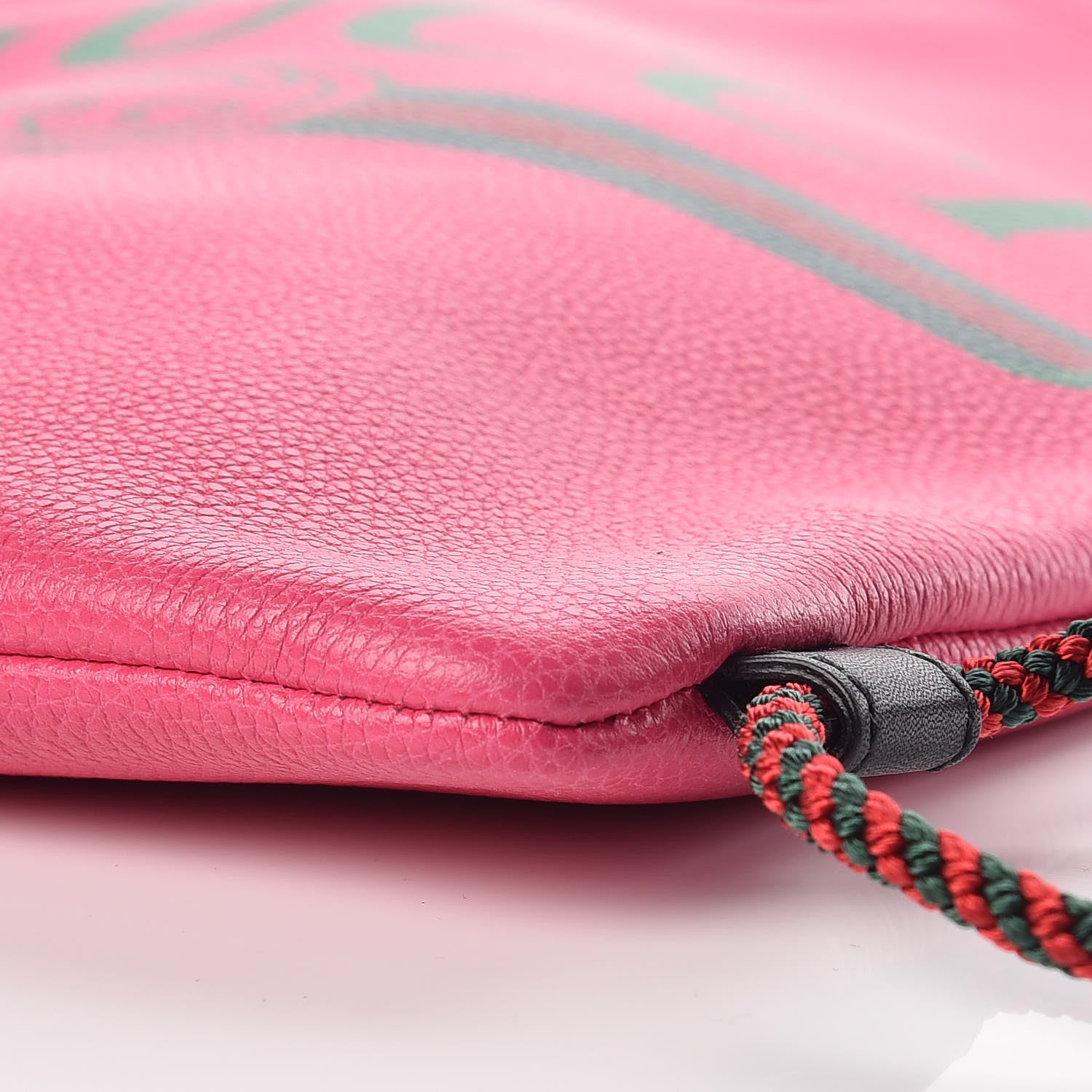 Gucci Grained Calfskin Logo Drawstring Backpack Box Pink Green Black 7 of 10