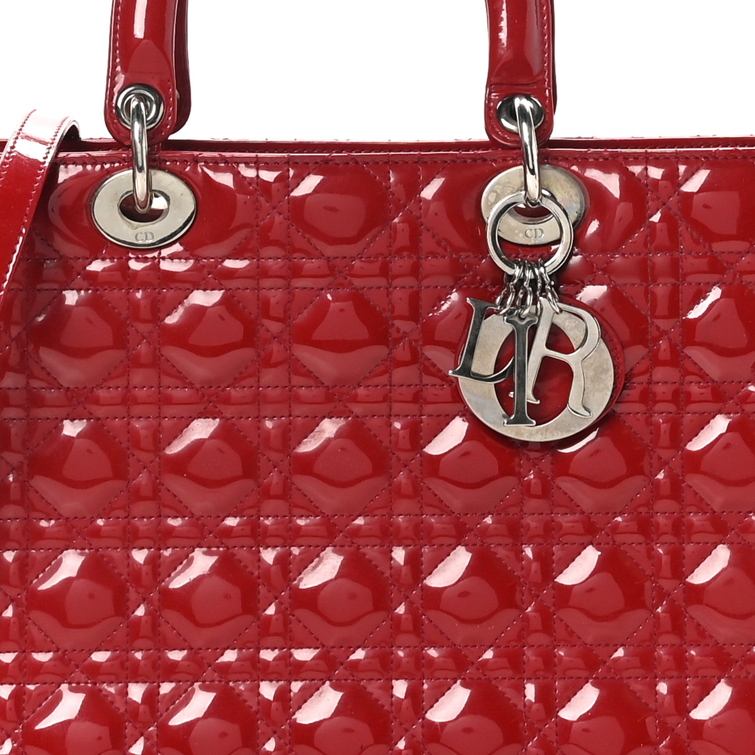 Christian Dior Patent Cannage Large Lady Dior Fuchsia 8 of 10