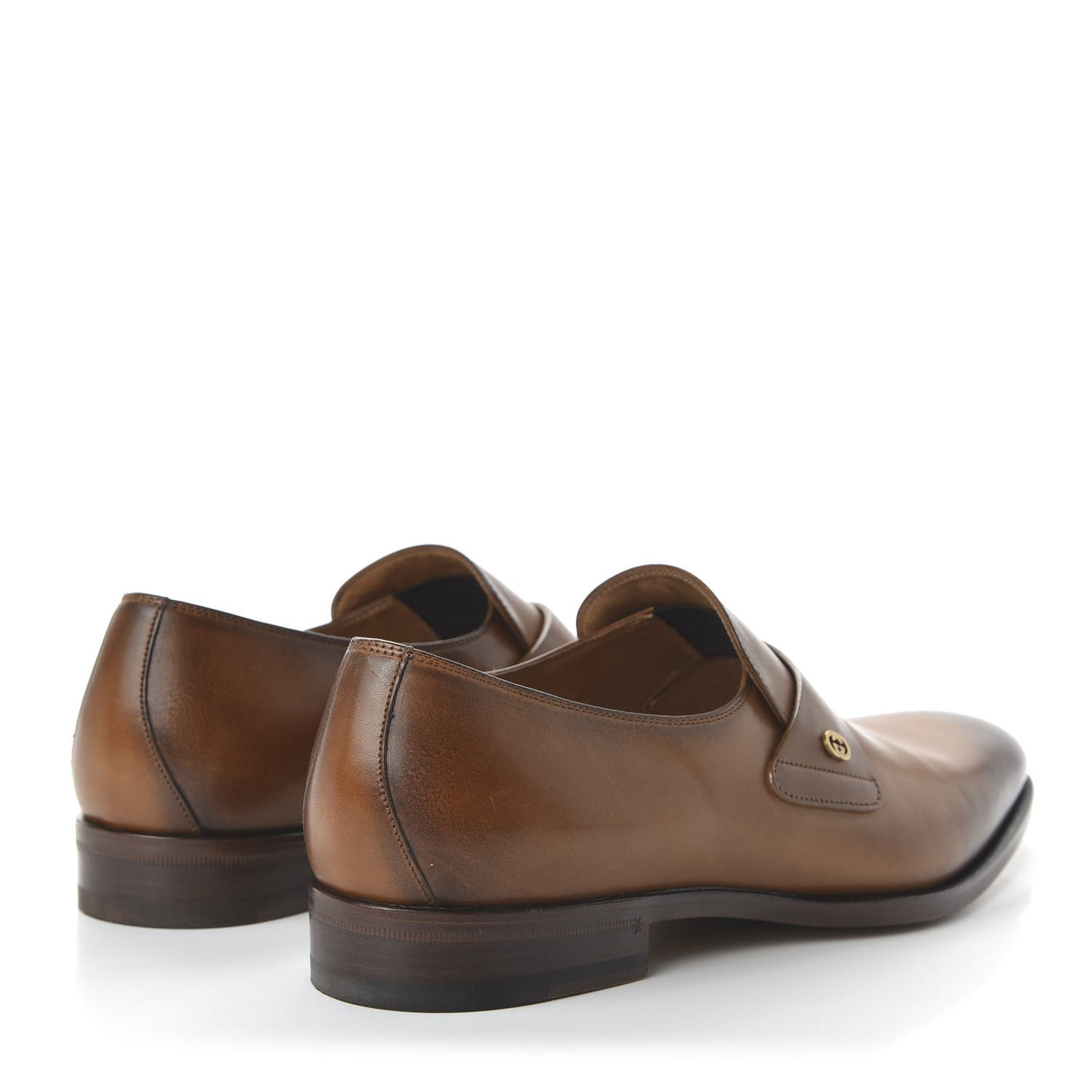 Calfskin Mens Interlocking G Slip On Loafers 9 Ombre Brown