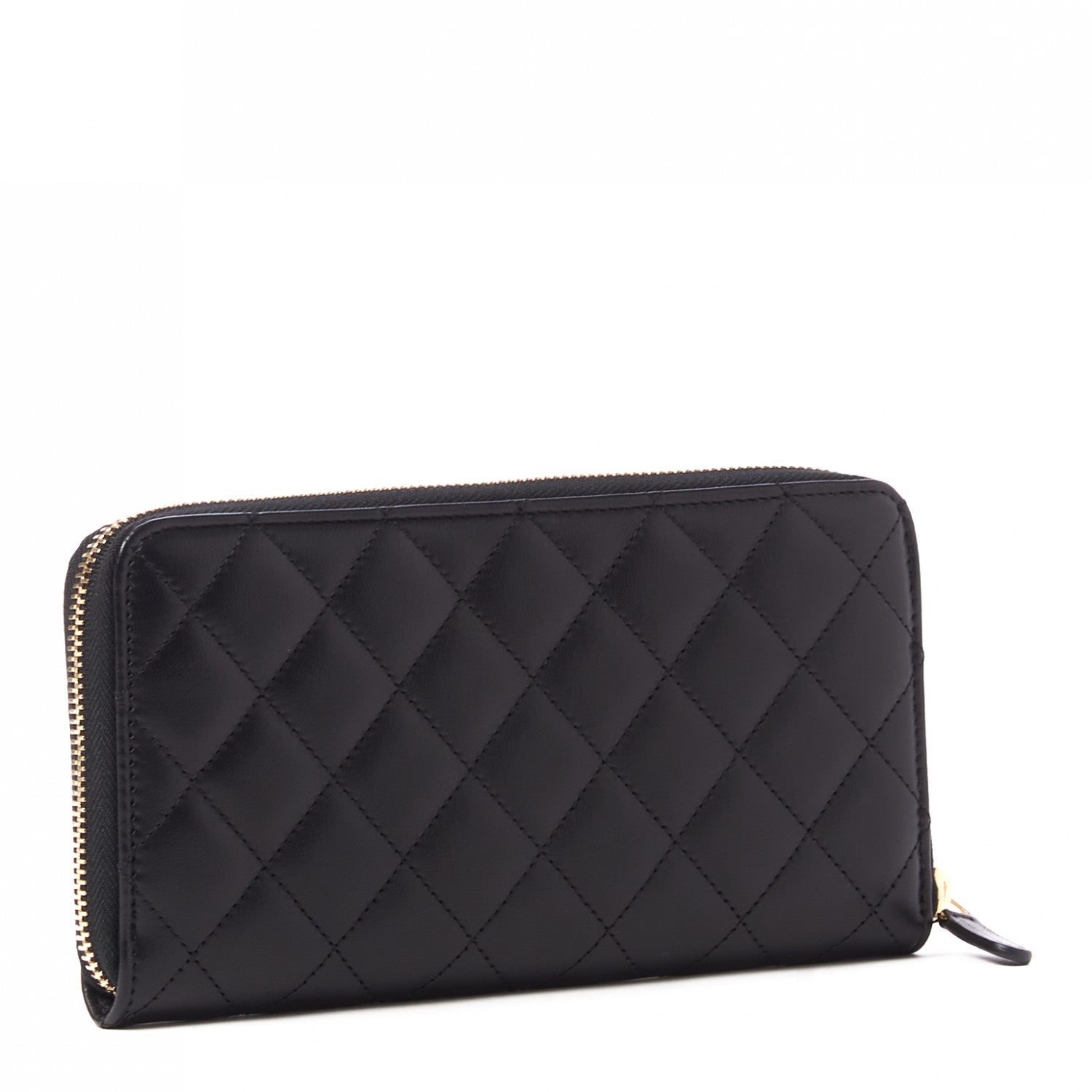 Chanel Lambskin Quilted Large Gusset Zip Around Wallet Black 2 of 10