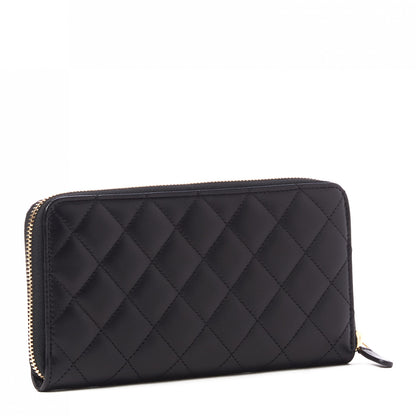 Chanel Lambskin Quilted Large Gusset Zip Around Wallet Black 2 of 10