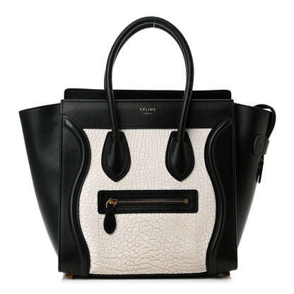 Celine Calfskin Micro Bi-Color Luggage Black White 1 of 11