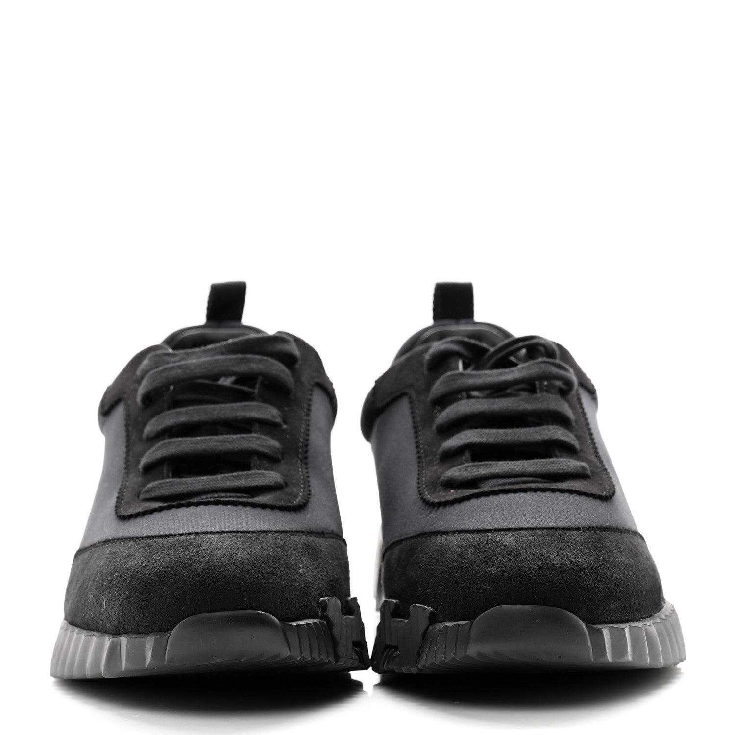 Hermes Technical Jersey Suede Goatskin Bouncing Sneakers 37.5 Black 2 of 10