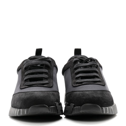 Hermes Technical Jersey Suede Goatskin Bouncing Sneakers 37.5 Black 2 of 10