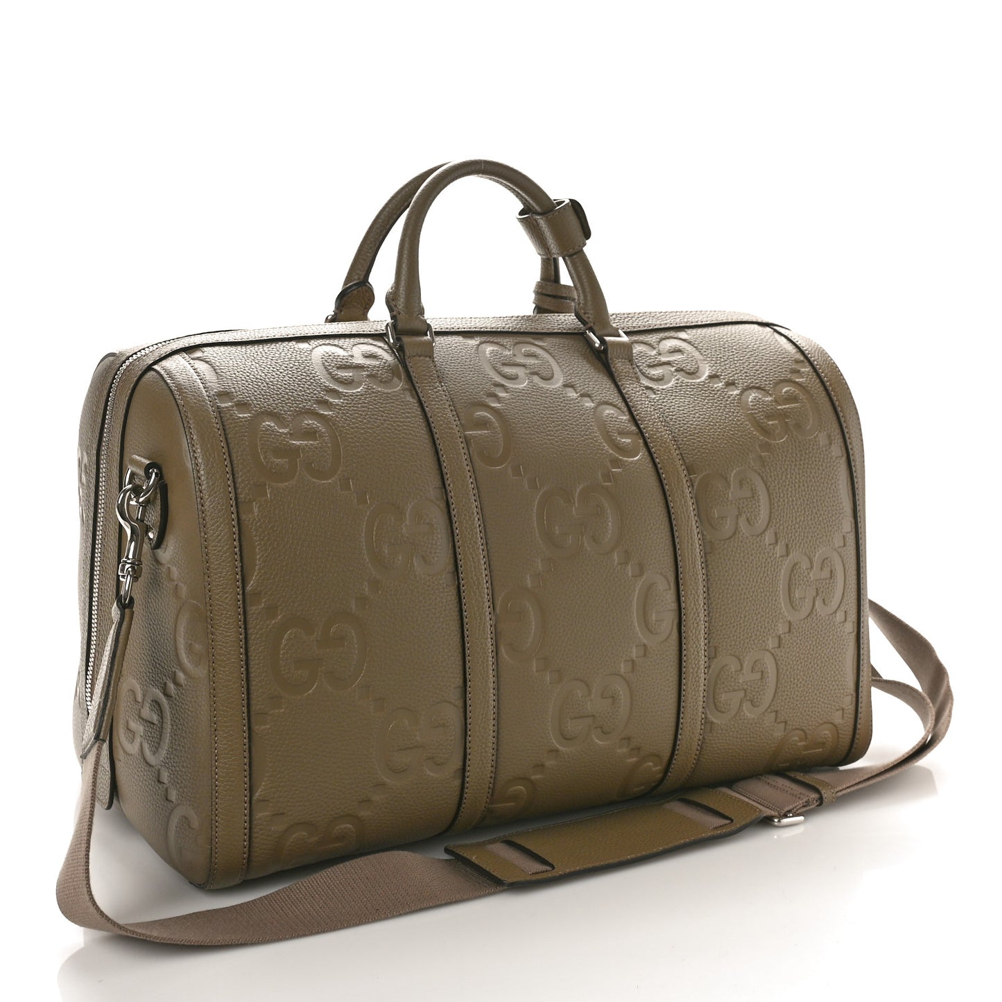 Piuma Calfskin Jumbo GG Embossed Large Duffle Bag Taupe