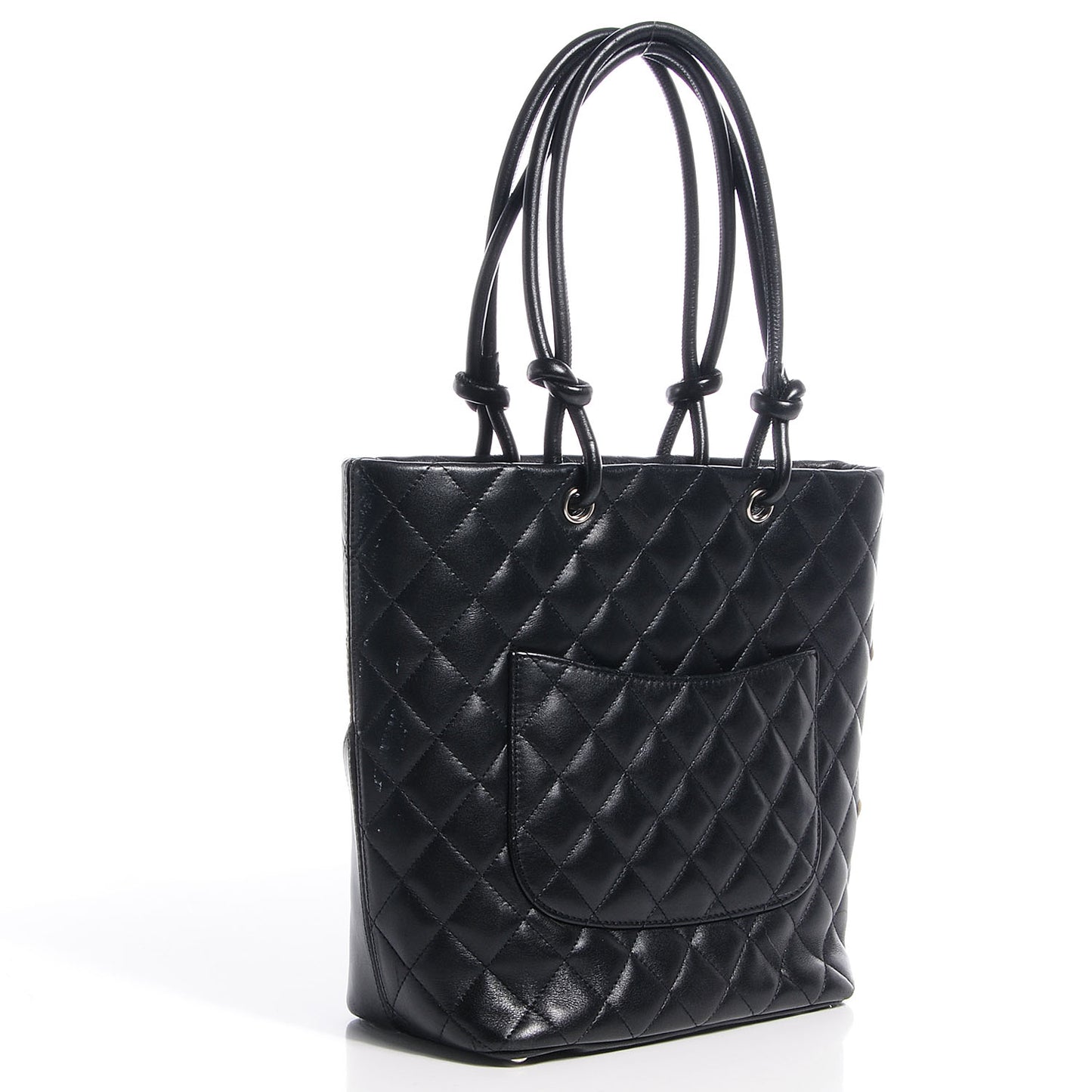 Calfskin Quilted Medium Cambon Tote Black White