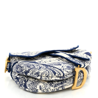Christian Dior Canvas Embroidered Toile de Jouy Saddle Bag Blue 4 of 10