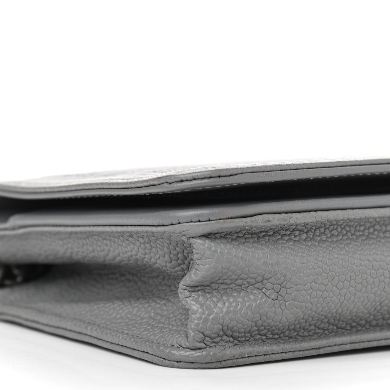 Chanel Caviar Chevron Quilted Boy Wallet On Chain WOC Grey 10 of 12
