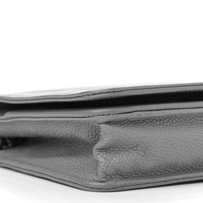 Chanel Caviar Chevron Quilted Boy Wallet On Chain WOC Grey 10 of 12