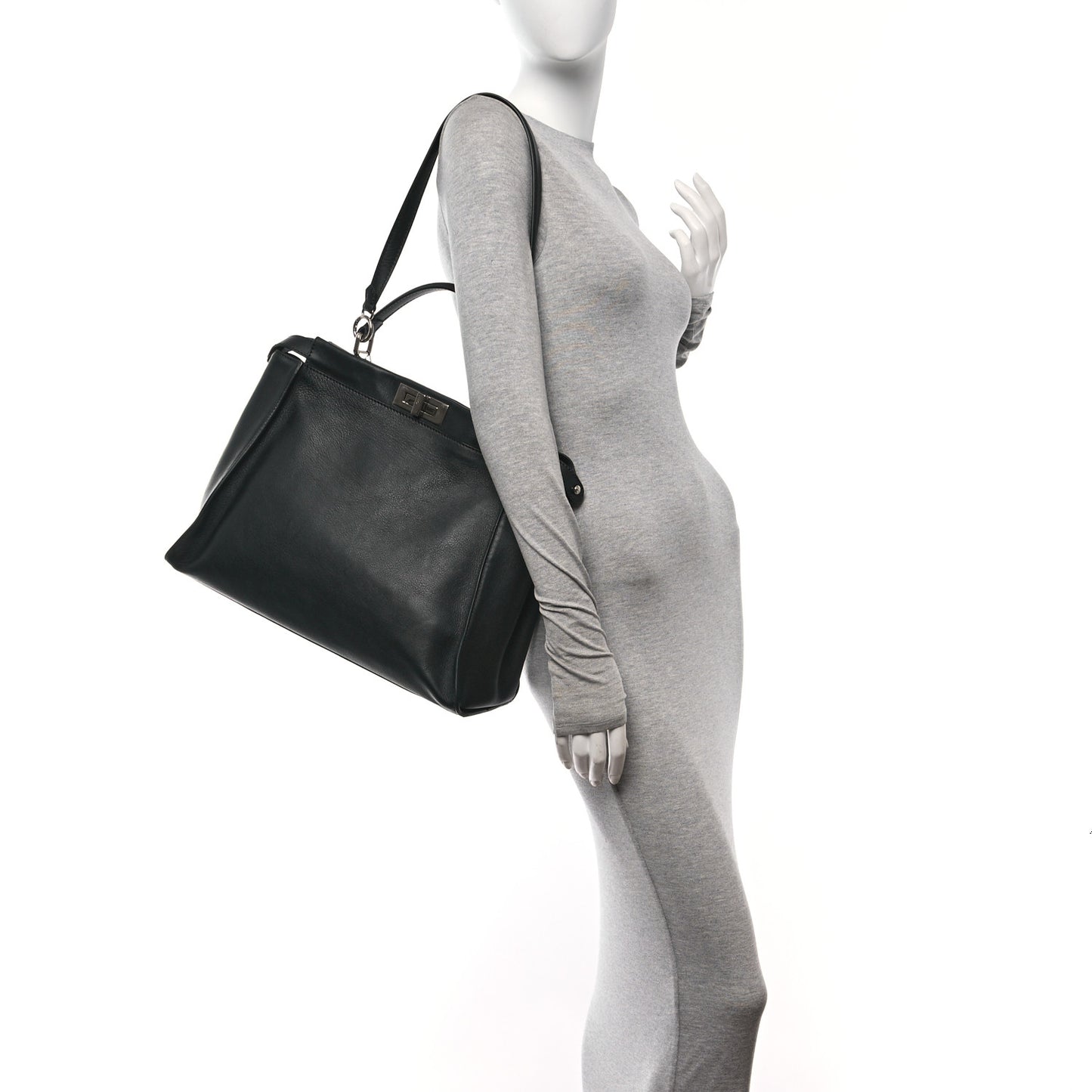 Vitello Dolce Marmol Patent Crocodile Trapuntata Large Peekaboo Iconic Satchel Black Fumo