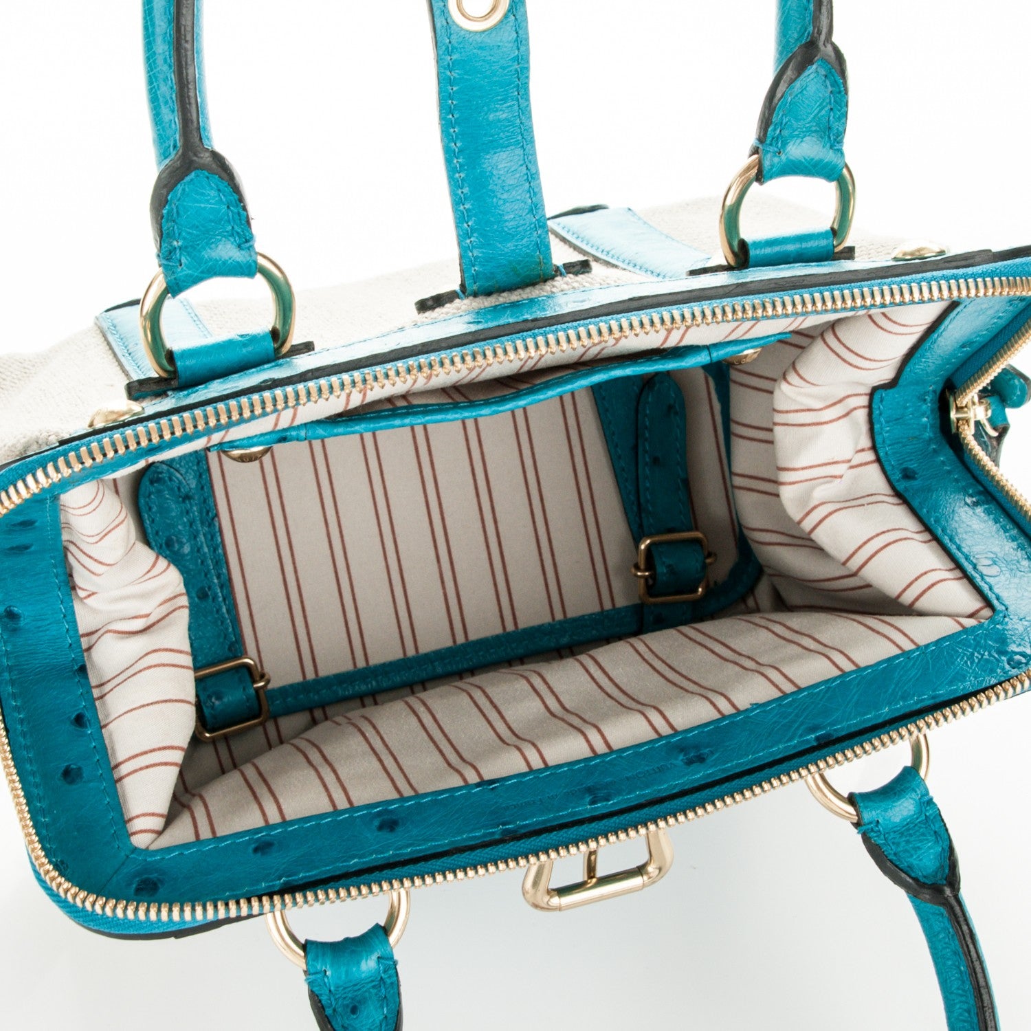 Louis Vuitton Toile Ostrich Trianon Sac De Nuit MM Turquoise 5 of 6