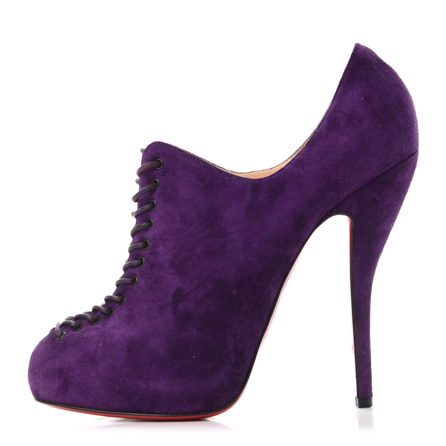 Christian Louboutin Veau Velours Lace Up Ankle Booties 39 Purple 1 of 7