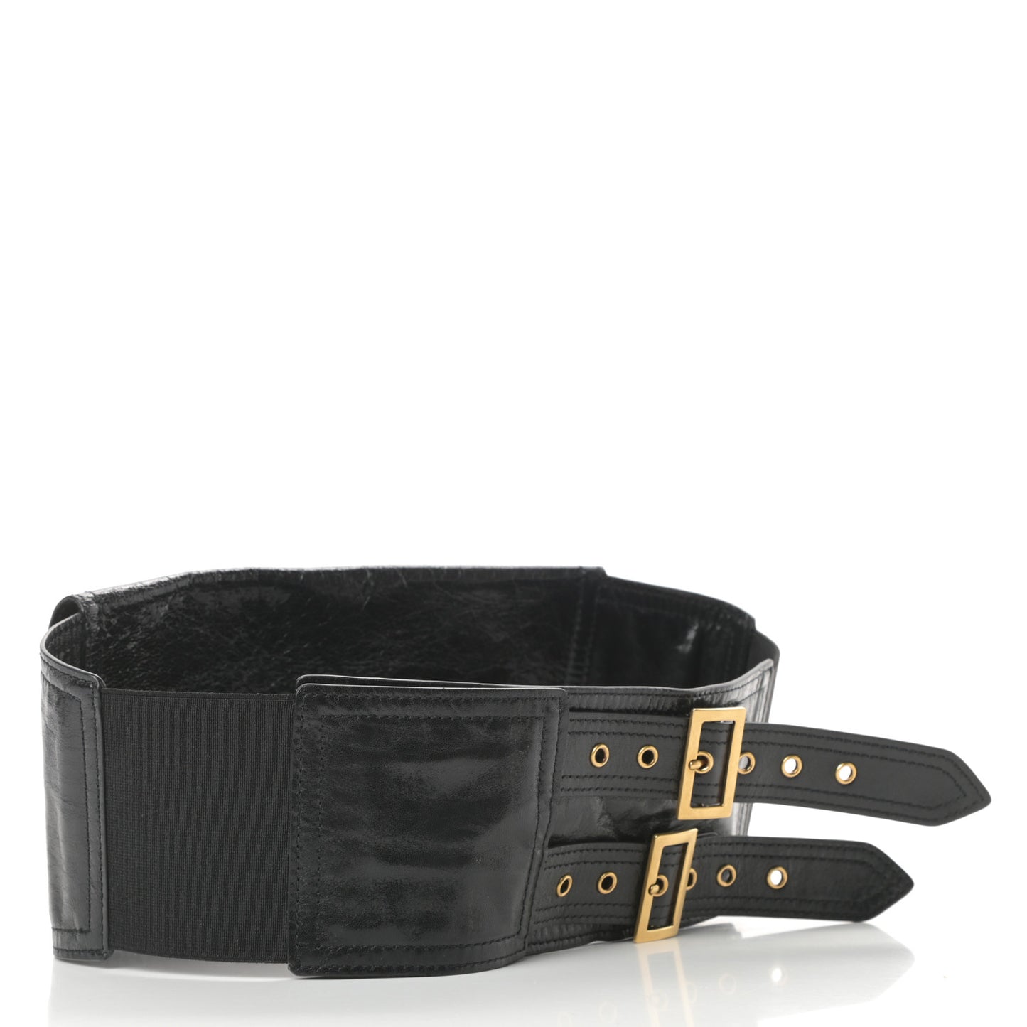 Crinkled Lambskin 135mm Saddle Belt Black