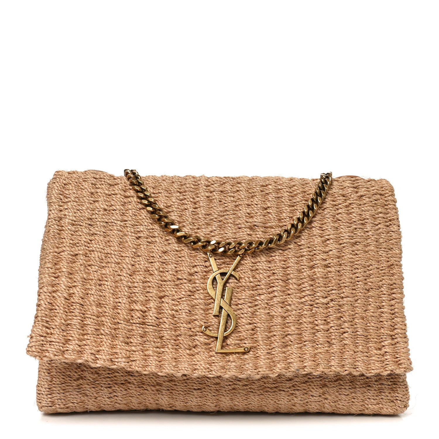 Saint Laurent Raffia Medium Monogram Kate Satchel Natural 1 of 10