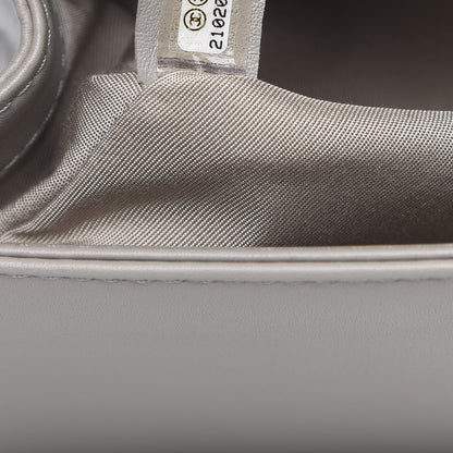 Chanel Calfskin Quilted Medium Boy Top Handle Flap Grey 7 of 10