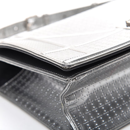 Christian Dior Metallic Patent Micro-Cannage Medium Diorama Flap Bag Silver 9 of 14