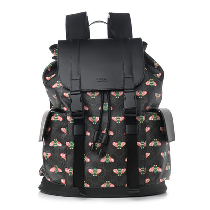 Gucci Soft GG Supreme Monogram Bee Multicolor Appia Calfskin Double Buckle Backpack Black Multicolor 1 of 11