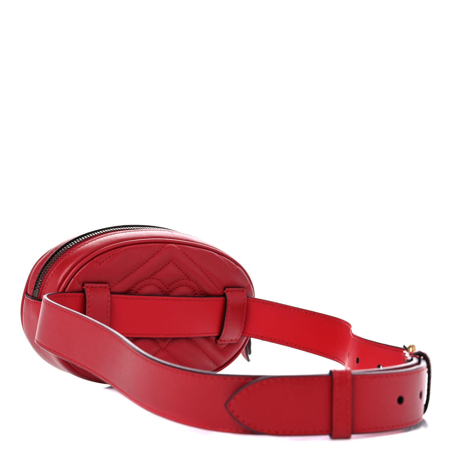 Gucci Calfskin Matelasse GG Marmont Belt Bag 85 34 Hibiscus Red 3 of 12