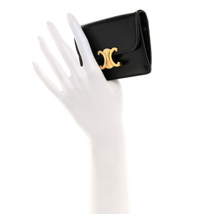 Celine Shiny Calfskin Triomphe Flap Card Holder Black 2 of 9