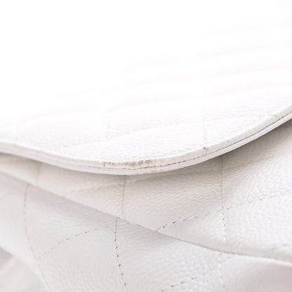 Chanel Caviar Quilted Jumbo Single Flap White 13 of 14