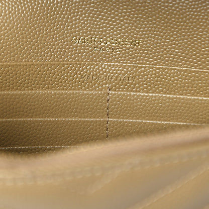 Saint Laurent Grain De Poudre Matelasse Chevron Monogram Envelope Chain Wallet Nude Powder 5 of 10