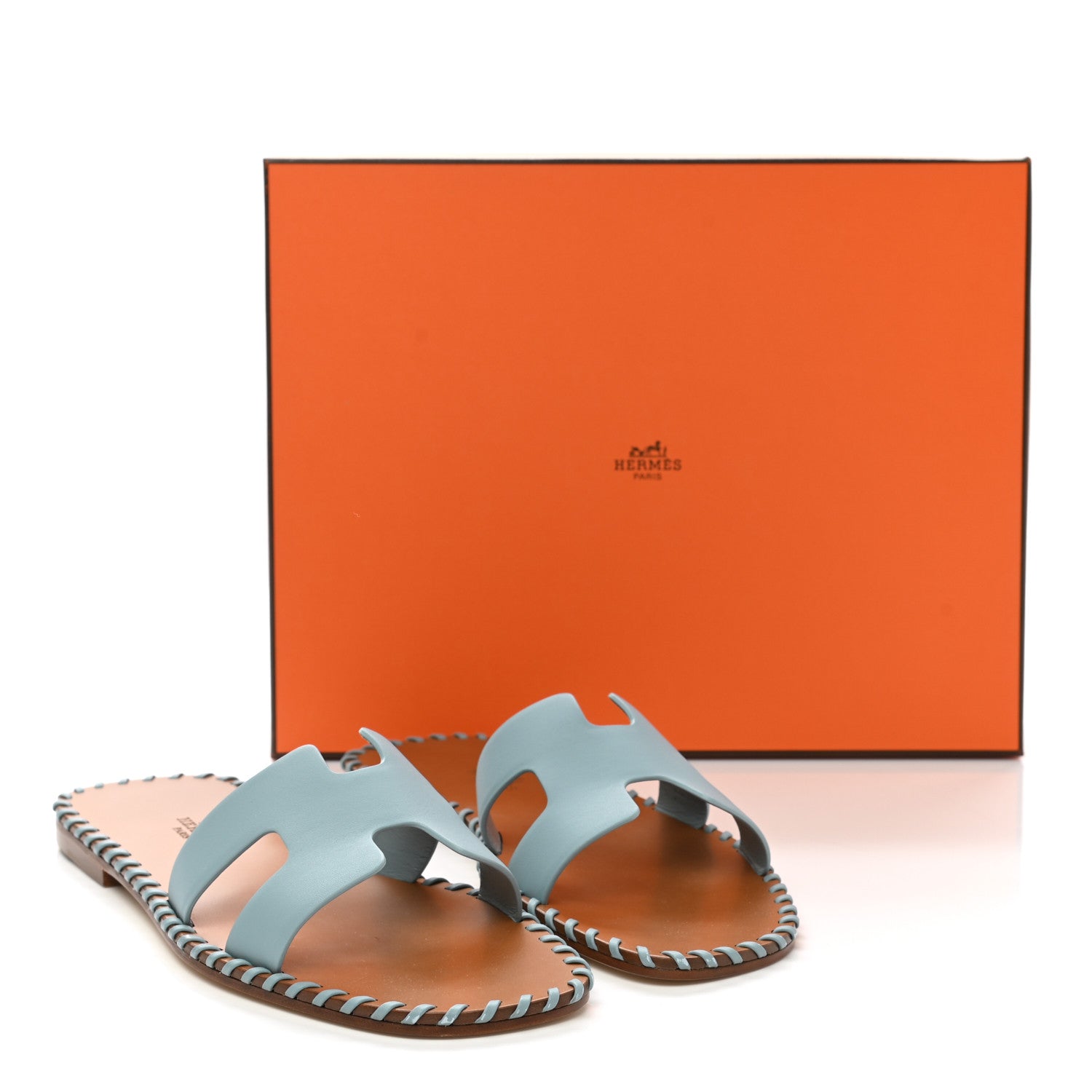 Hermes Box Calfskin Braided Oran Sandals 36.5 Vert D'Eau 9 of 9