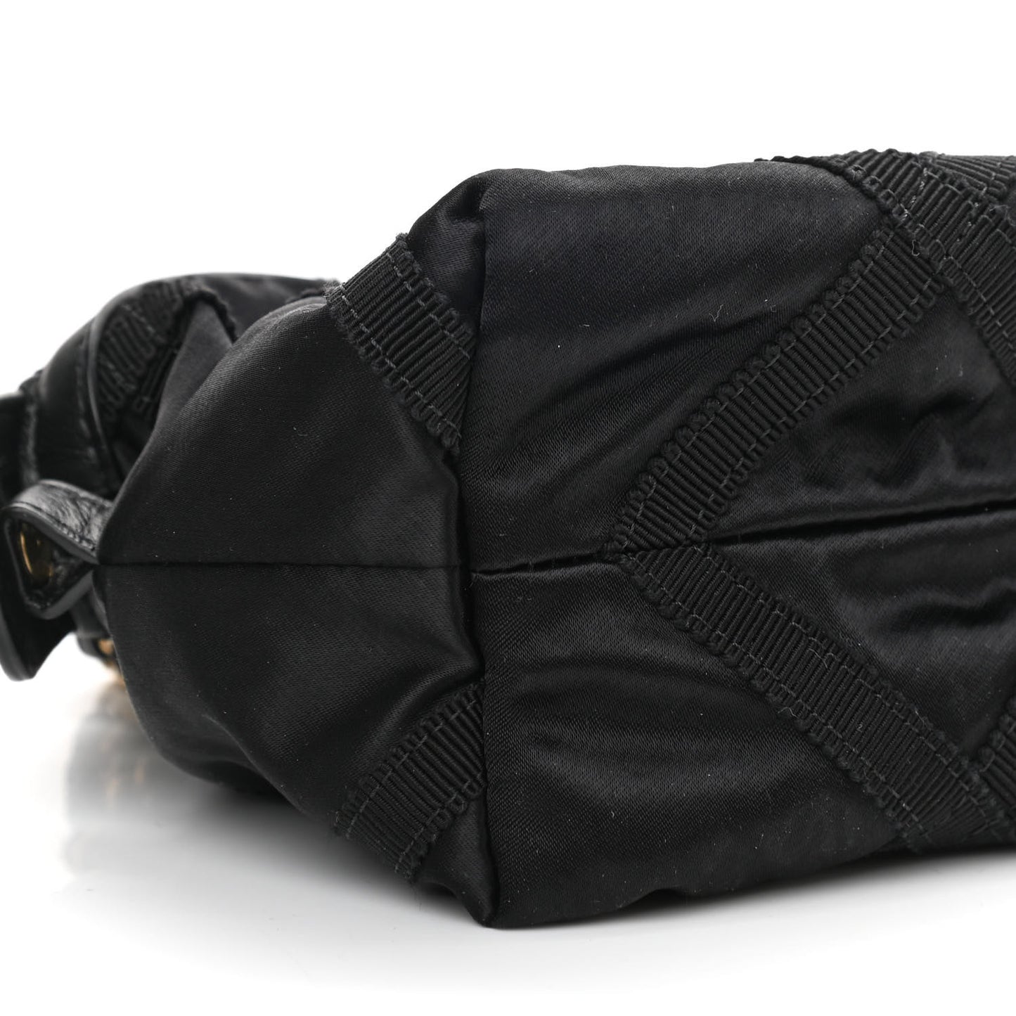 Nylon Grosgrain Quilted Lifestyle Clutch with Chain Black