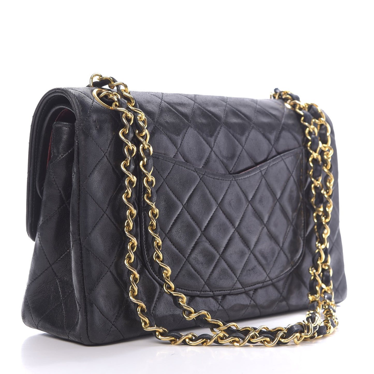 Lambskin Quilted Medium Double Flap Black